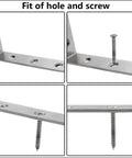 Close-up of Heavy Duty L Shaped Shelf Brackets Set showing screw fit in stainless steel corner braces holes.