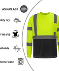 Kickass High Visibility Class 3 Hi Vis Safety Shirt With Reflective Strips And Pocket Long Sleeve Quick Dry Mesh Workwear For Construction Jobs Built Tough And Sweat Free For Active Crews In Lime And Black, featuring breathable mesh.
