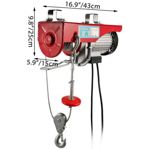 Heavy Duty 2000 Lbs Electric Hoist Crane With 39 Foot Wire Rope Wired Remote Control Portable Lifter Winch for Auto overhead garage.