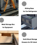 Heavy Duty Locking Drawer Slides 76mm Wide For File Cabinets And Tool Trucks, 3 Fold, 1 Pair, Sturdy Locking Mechanism That Keeps Drawers From Sliding Open In Transit installed on RV, wood and metal storage drawers