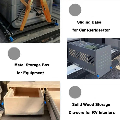 Heavy Duty Locking Drawer Slides 76mm Wide For File Cabinets And Tool Trucks, 3 Fold, 1 Pair, Sturdy Locking Mechanism That Keeps Drawers From Sliding Open In Transit installed on RV, wood and metal storage drawers