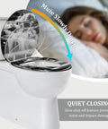 Toilet Seat Round Resin for Bathroom with quiet closing feature, shown on white toilet, designed for comfort and durability.