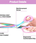 Heavy Duty 9 Inch Titanium Coated Fabric Scissors, All Purpose Sewing Shears For Cutting Fabric Leather Clothes And More, Stainless Steel Professional Tailor Scissors For Home Crafting, Pink, side view