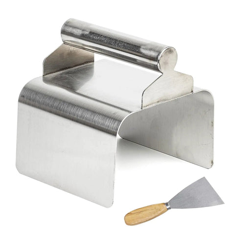 Ergonomic Stainless Steel Curb Trowel Edger For Concrete Edging And Curbing, Compact 4x6x4 Inch Hand Tool With Putty Knife