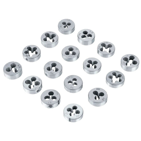 Heavy Duty 34-Piece Tap And Die Set With Pitch Gauge For Vehicle Repair Includes Heat Treated 45 Steel And Alloy Steel Thread Cutting Tools Kit Ranging From M3 To M1.75 Plus NPT Threads, assorted dies