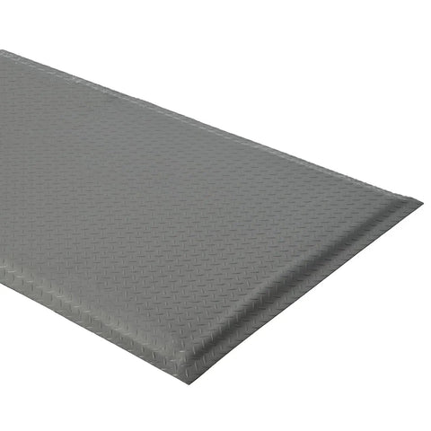 Gray 2 By 7 Ft Anti Fatigue Floor Mat with Fifteen Sixteenth Inch Thick Ergonomic Design for Standing Comfort with Diamond Plate Texture