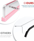 Comparison of clear acrylic tilted keyboard stand with silicone non-slip pad and another with a loose rubber strip.