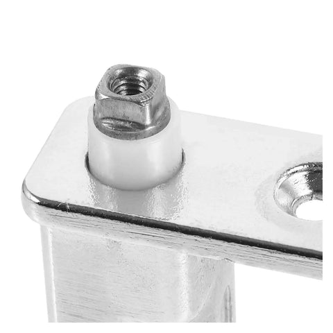 Close-up view of the Durable Tough Refrigerator Freezer Door Hinge Replacement 1 Piece Silver with Low Friction, showing attached screw