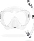 Frameless Snorkel Mask Kit With Dry Top Snorkel For Easy Breathing And Splash Free Action Grab And Go All In One Ultra Clear
