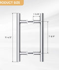Product size dimensions of 12 Inch Push Pull Barn Door Handle Set Built Tough Double Sided H Shape Sliding Door Hardware