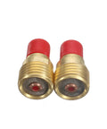 Gas Lens Collet Body Kit For TIG Welding Torches 3/32in 2.4mm, 10pc Consumables Set, gold and red components, close-up view