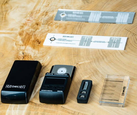 Turntable Cartridge Alignment Kit With Protractor Digital Scale Azimuth Ruler And VTF Gauge Block In Premium EVA Case On Table