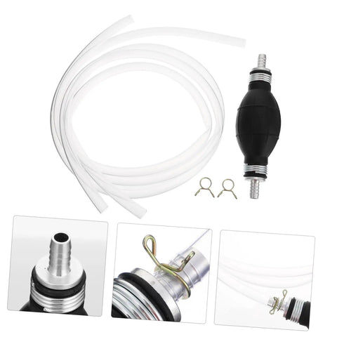 Manual Fuel Transfer Siphon Pump Hand Pump For Liquids Lightweight Portable Oil Sucker For Vehicles And Equipment Safe Fluid Transfer With Backflow Prevention, clear hose and clamps