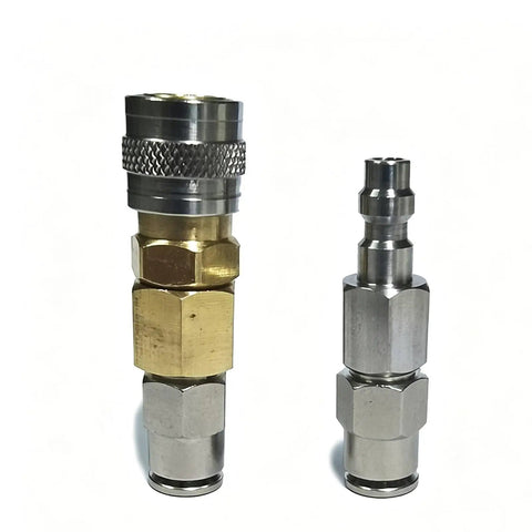 Badass HP Air Hose Adapter Quick Connect Cable 6mm Line Push Twist Fit No Tools Needed So You Build Stuff Faster Keep Air Compressor Link Tight Stress Free For All Your Daily Jobs Ready To Go Right Now For Sure brass and steel air hose connectors