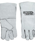 Leather Welding Gloves KH641 Pro Grade Heavy Duty Heat Resistant Gauntlet Cuff With Cotton Lining, Unisex Grey One Size