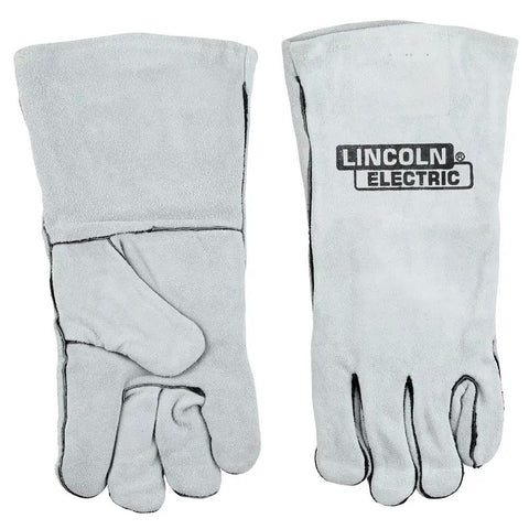 Leather Welding Gloves KH641 Pro Grade Heavy Duty Heat Resistant Gauntlet Cuff With Cotton Lining, Unisex Grey One Size