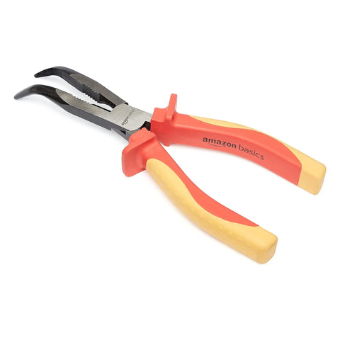 1000 Volt VDE Insulated High Bent Snipe Nose Pliers 8 Inch with drop forged chrome vanadium steel and bi-color comfort grip