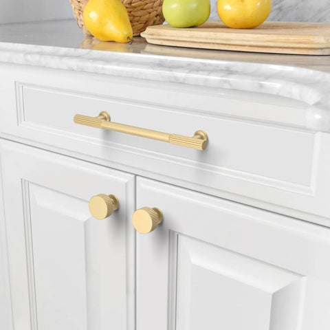 10 Pack 5 Inch Brushed Gold Cabinet Pulls For Kitchen Cabinets And Cupboards, Durable Metal Handles For Doors And Drawers, installed view