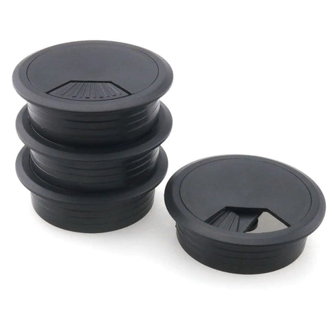 Four Piece Black Desk Grommet Covers Deliver Zero Stress Cable Control With Slick Adjustable Fit Top Shelf Abs Build.