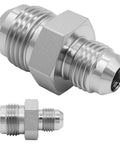 Straight Hydraulic Hose Connector Three Eighths Inch JIC Male To One Quarter Inch JIC Male 37 Degree Flare Adapter For Leak Free Hydraulic Lines And Quick Leak Proof Connections In O Ring Boss Systems, metal