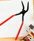 Sheet Metal Bender Pliers 10.23 Inch Folding Edge Hand Seamers With Built In Lock for metalworking on a workbench.