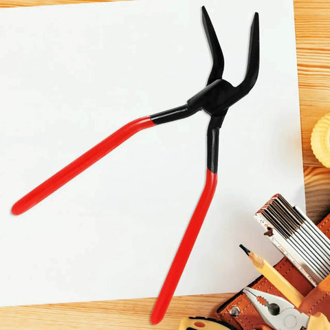 Sheet Metal Bender Pliers 10.23 Inch Folding Edge Hand Seamers With Built In Lock for metalworking on a workbench.