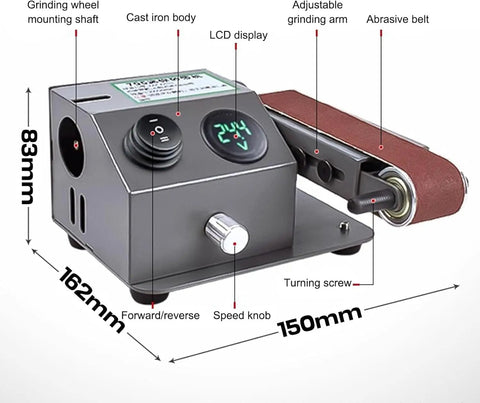AoXHUGB High Speed Wet Bench Sander With 0 To 13000 RPM Variable Speed Control features an LCD display and adjustable grinding arm.