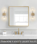 Mid Century Modern Crystal Glass Shade 2 Light Gold Brushed Brass Wall Sconces For Indoor Up Down Vanity Lights in bathroom