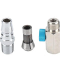 Badass Air Die Grinder Kit With 25000 RPM Speed And Quick Chuck Design Includes Lock Off Throttle Plus Extra Grinding Heads For Nitty Gritty Metalwork And Garage Projects, featuring air connector and quick change chuck.