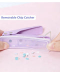 Hands using Heavy Duty Quarter Inch Hole Puncher For Paper And Crafts with see-through chip catcher, displaying confetti from 16 sheet capacity punch