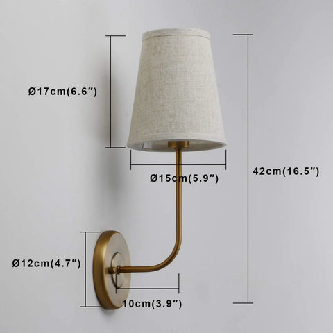 Rustic Wall Sconce With Flared Linen Shade Vertical Mount Bedside Light For Bedroom And Reading Room Antique Style Lamp Hangs