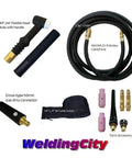 200 Amp WP-26F Air Cooled TIG Welding Torch With Flexible Head Pro Grade Complete Package, 25 Ft Power Cable Hose, kit components