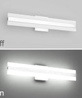 24W Up And Down LED Vanity Light In Brushed Silver Aluminum, Sleek Modern Frosted White Acrylic Bath Wall Fixture, 23.6 Inch, 6000K Cool Daylight, Minimalist Design For Bright, Even Bathroom Illumination; top image off, bottom image on