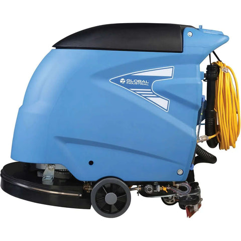 Side view of Boss Level Clean Electric Walk Behind Floor Scrubber For Commercial Cleaning, 20 Inch Cleaning Path, 12 Gallon Solution Tank