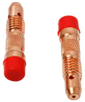 Copper collets with red caps from 58 Piece TIG Welding Torch Kit With Collets, Alumina Nozzles, Gas Lens, And Consumables For WP-17, WP-18, WP-26 Series Welding Torches, Pro-Grade Parts For Quick Replacements And Smooth, Precise Welds.