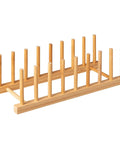 Top Shelf Bamboo Dish Drying Rack Stand Multi Purpose Plate Drainer For Kitchen Counter, sturdy bamboo design with multiple slots.