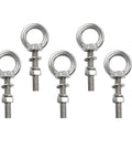 5 Pack M8 Stainless Steel Eye Bolts With Hex Nuts Flat And Spring Washers 30mm Heavy Duty Eyebolts Hardware Kit For Outdoor Hanging Tie Down Marine Rigging And Lifting, 304 steel