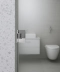 Heavy Duty Glass Shower Door Hinge With Full Back Plate Polished Chrome Finish For Half Inch Tempered Glass Frameless Doors installed on wall.