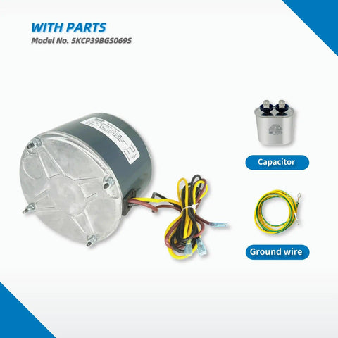 Condenser Fan Motor Replacement For Your AC Upgrade Plug-And-Play One-Tenth HP 1100 RPM 208-230V with capacitor and wire
