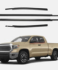 Toyota Tundra Window Molding Weather Stripping Seal Kit For Double Cab 2007 2008 2009 2010 2011 2012 2013 2014 2015 2016 2017 2018 2019 Black Outer Door Weather Strip Seal Belt For Front And Rear Doors 4 Piece Set shown with truck.