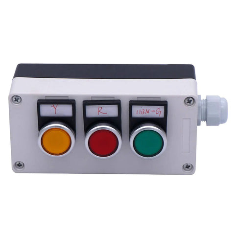 Momentary Push Button Switch 22mm 1NO 1NC With Red Yellow Green Buttons, Beefy Build, Rugged Industrial Panel Switch, LA38-11