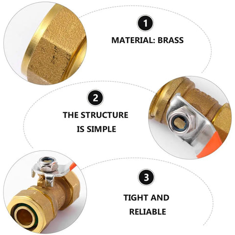 Close-up of Heavy Duty Brass Ball Shut Off Valve For Water Heater Inlet Pipe with smooth turning and simple structure.