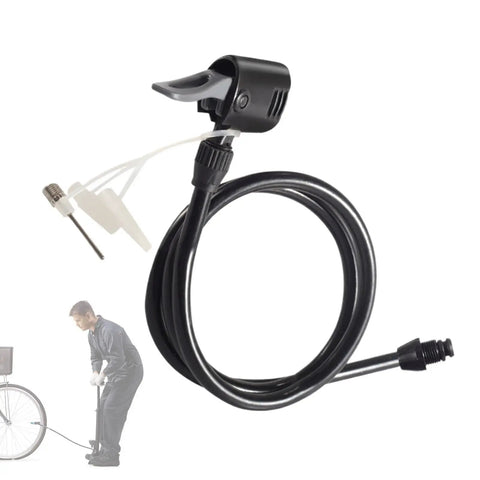 Heavy Duty Universal Air Pump Hose Extension With Leak Free Double Layer Material Versatile Valve Adapter Keeps Knot Free Ensuring Solid Performance Easy Storage Handle Car And Ball Inflation Tasks Without Breaking The Bank At All Right Now, black hose and valve adapter