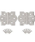 Top Shelf Polished Nickel Butterfly Hinges With Removable Pin Pack Of Two For Cabinet Doors, 1-3/4x2-3/8in with screws.