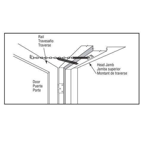 Storm Door Protector Chain And Spring Zinc Plated For Easy No Fuss Screen Door Install with mounting hardware diagram