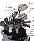 TLock Golf Cart Bag With 14 Way Top Organizer And Quiet Rattle Free Design, displaying clubs in designated slots, grey bag.