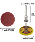 Top Notch 2 Inch Red Sanding Discs Pad Kit With Up To 102 Pieces, showing 2 inch red sanding disc and attachment.