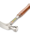 Sixteen Ounce USA Made Straight Rip Claw Hammer With Smooth Face And Genuine Leather Grip on white background