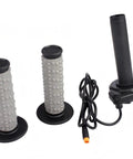 Top Notch Ebike Full Twist Throttle Grip Set With Knobby Particle Texture For 22 Mm Handlebars Perfect Upkeep Ride And Fast Electric Bike Swapping, black and gray grips with cable
