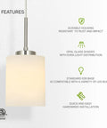 Mini Pendant Ceiling Light Fixture 60W E26 Socket 120V Dimmable Compatible With LED CFL Incandescent Bulbs ETL Listed Hanging